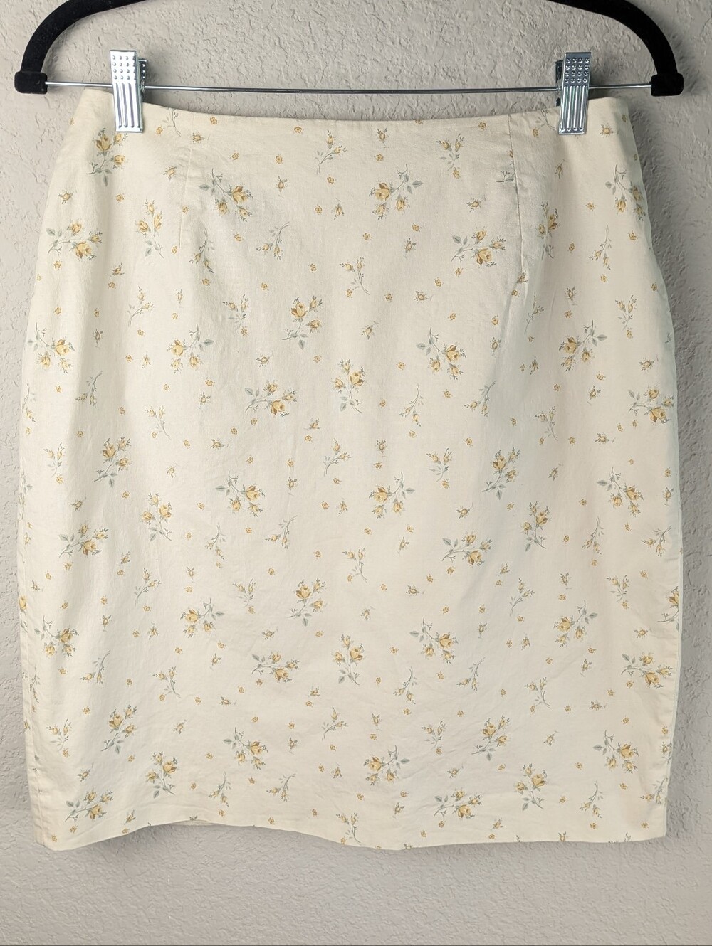 Vintage 90's Y2K Jones & Co Skirt Size 10 Butter Yellow Ditzy Floral Cotton